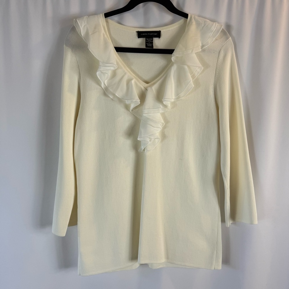 Cable & Gauge women top Ivory Knit Top Size: L office, carrier wear